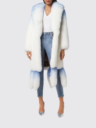 Philipp Plein Abstract Pattern Fox Fur Coat with Fringes