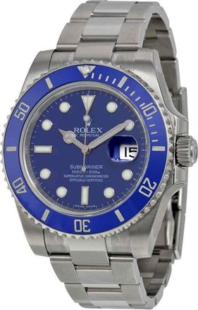 Rolex Submariner Date Blue Dial 18K White Gold Oyster Bracelet Automatic Mens Watch 116619BLSO