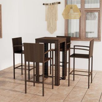 vidaXL Vidaxl - Set Bar da Giardino 5 pz con Braccioli in Polyrattan Marrone