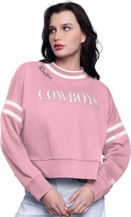 Starter Womens Starter Pink Dallas Cowboys Power Play Cropped Pullover Sweatshirt at Nordstrom, Size Xx-Large