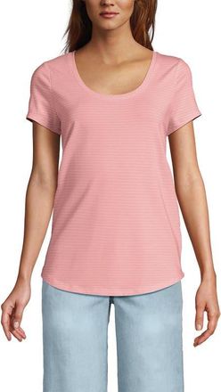 Lands End Lightweight Jersey T-shirt in Sunset Coral Pink Thin Stripe at Nordstrom, Size X-Small P