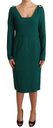 Dolce & Gabbana Womens Dr28131 Aline Dress - Dark Green Wool - Size EU 40 (Womens)