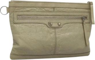 Balenciaga Pre-owned Clutches, female, Beige, Size: ONE SIZE Pre-owned Leather Clutch