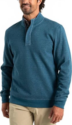 Duck Head Bearing Pique Performance 1/4 Zip Pullover Sweater In Mirror Lake Blue