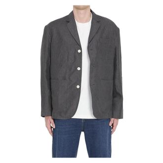 Jacquemus Boxy Fit met Afgeronde Schouders - Heren - Blazers - Grijs - M - Leer - Jassen