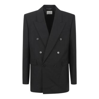 Saint Laurent Heren, Jassen, Zwart, Maat: XL Wol