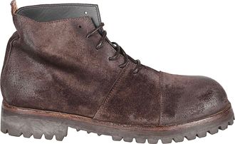 Moma Rugged Low Boots with Distressed Calf Leather Upper