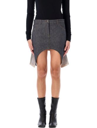 Courr&egrave;ges Grey Asymmetric Mini Skirt