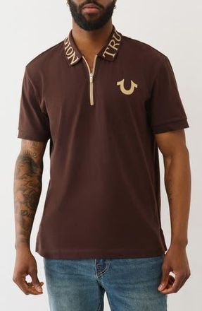 True Religion TR Collar Zip Polo in Java at Nordstrom Rack, Size Medium