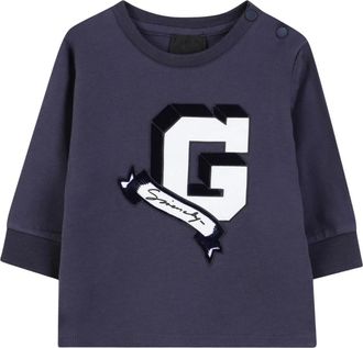 Givenchy Kids Sweatshirts, male, Blue, 12 M, Long Sleeve G Logo T-Shirt