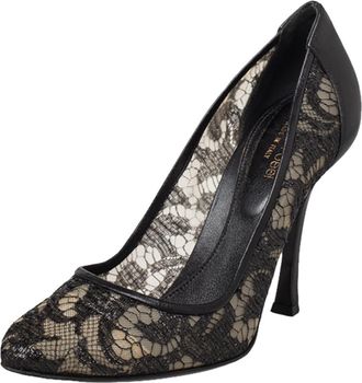 Sergio Rossi Black Lace And Leather Pumps