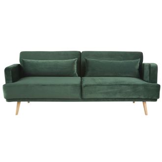 Maisons du monde Sof&aacute; cama de 3 plazas de terciopelo verde