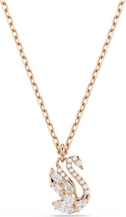 Swarovski Rose Gold-Tone Plated Swan Pendant Necklace