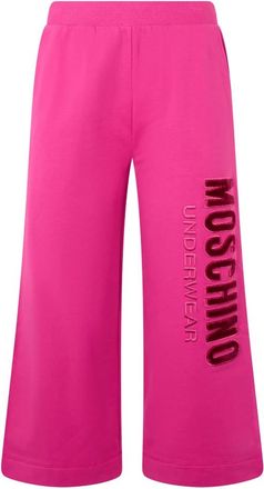Moschino Broeken, Dames, Roze, S, Katoen, Losse broek met grafische print