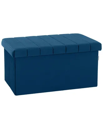 Seville Classics Velvet Channel Tufted Storage Trunk