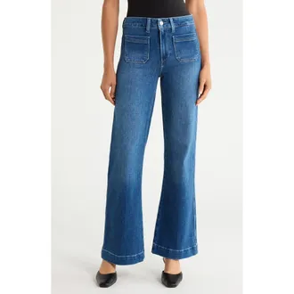 Paige Leenah Patch Pocket Wide Leg Jeans in Hancock at Nordstrom, Size 30