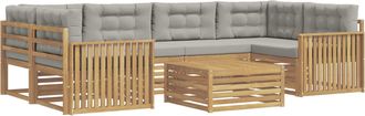 vidaXL Conjunto De Sof&aacute;s De Exterior 7 Uds. Blanco Y Gris Claro Vidaxl