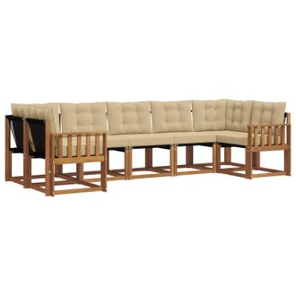 vidaXL Conjunto De Sof&aacute;s De Exterior Con Coj&iacute;n 7 Pcs Natural Y Beige Vidaxl