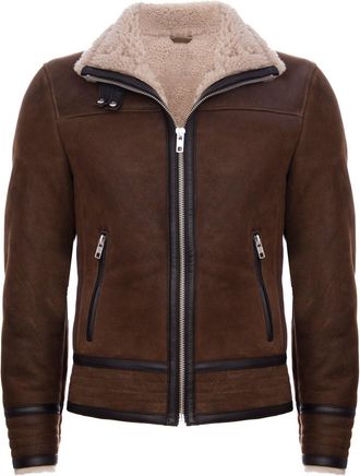Infinity Leather Mens Retro Pilot Sheepskin Leather Biker Jacket-Bogota