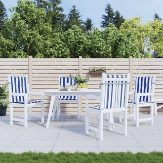 vidaXL Cojines Silla De Respaldo Bajo 4 Uds Tela A Rayas Azul Y Blanco Vidaxl