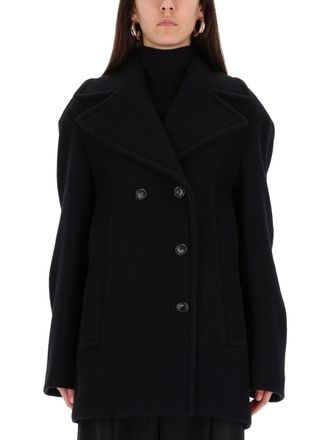 Sportmax Double-Breasted Virgin Wool Coat