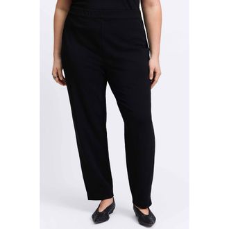 Foxcroft Louisa Crepe Knit Ankle Pants in Black at Nordstrom, Size 3X