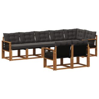 vidaXL Conjunto De Sof&aacute;s De Exterior Con Coj&iacute;n 8 Pcs Natural Y Negro Vidaxl