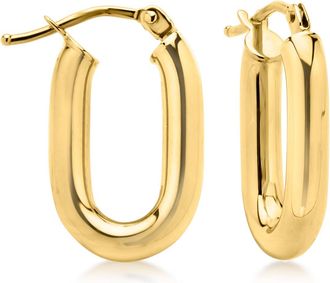 Ross-Simons Italian 10kt Yellow Gold Puffed Paper Clip Link Hoop Earrings