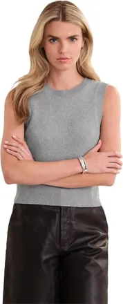525 america Kinsley Textured Stitch Shell Tank Top In Grey Mist