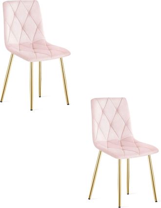 OEM Silla Libra - Terciopelo Rosa Claro / Patas Color Madera X 2