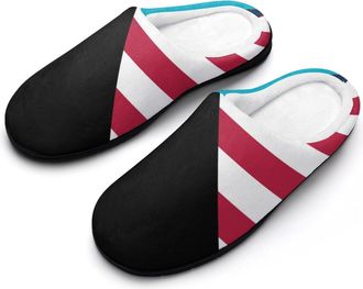 Generic U.S. And Bahamas Flag Cotton Slipper for Women Indoor Outdoor House Shoes Anti-Skid Slippers with Rubber Sole