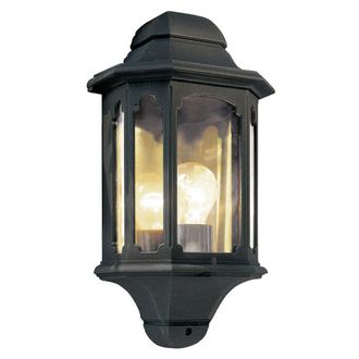 Loops Outdoor IP44 1 Bulb Half Lantern Wall Light 5 Sided Black LED E27 100W