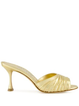 Manolo Blahnik 70mm Pirua sandals - women - Lambskin/Nappa Leather/Calf Leather - 41 - Gold