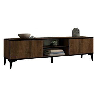 Dmora Mueble Para Tv Fonni, Un Estante, 2 Puertas, 4 Compartimentos, 180x40x45h Cm Marr&oacute;n Nogal