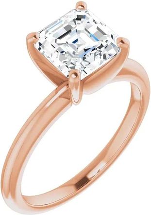 Pompeii3 5Ct Asscher Solitaire Moissanite Engagement Ring in White Yellow or Rose Gold