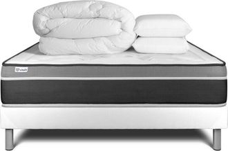 VITALIT Pack Colch&oacute;n Blanco Muelles Y Viscoel&aacute;stica 140 X 200