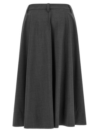 Brunello Cucinelli Womens Gray Virgin Wool Midi Skirt