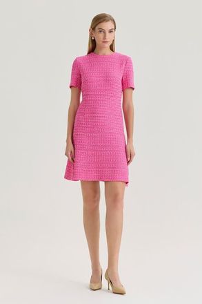 Ming Wang A-Line Tweed Texture Above-The-Knee Dress in Carmine Rose/white at Nordstrom, Size X-Small