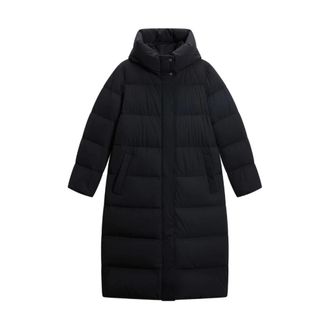 Woolrich Madison Long Coat - Dames - Mantels - Zwart - Maat: XL Leer