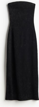 H&M Geripptes Bandeau-Kleid - Schwarz