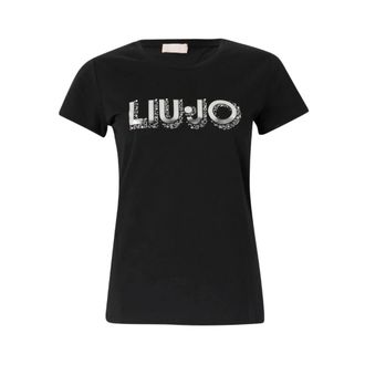 Liu Jo Black Cotton T-Shirt Short Sleeve - female - Liu Jo - T-Shirts - Black - 2XS - Tops