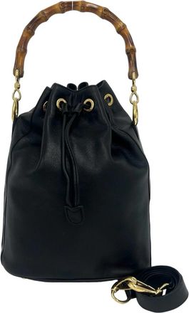 Gucci Black Leather Handbag Shoulder Bag Tote Bag (Pre-Owned)