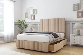 Sloomy Langston Plush Divan Set No Drawers-26 Headboard-Footboard in Stone | Size: King