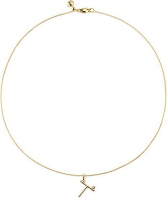 Monica Vinader Diamond Initial Pendant Necklace in 18K Gold Vermeil T at Nordstrom