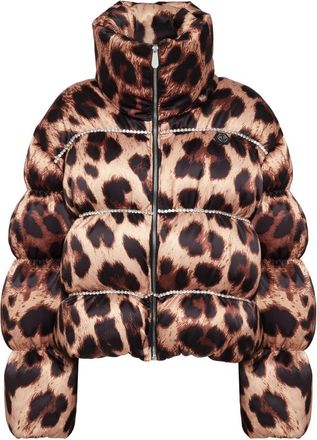 Philipp Plein Nylon Oversized Down Jacket - Dames - Gewatteerde jassen - Bruin - XL - Nylon - Jassen