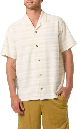 O'Neill Country Club Stripe Knit Camp Shirt in Tofu at Nordstrom, Size Xx-Large