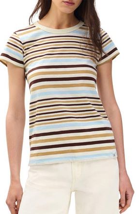 Rag & Bone The Slub Stripe T-Shirt in Ivory Multi at Nordstrom, Size Xx-Small