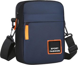 Generic Compatible For Mens single-shoulder cross-body bag with multi-layer zippers, trendy color contrast(Blue)