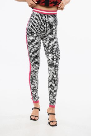 Balmain Leggings in Maglia con Motivo Monogram Balmain