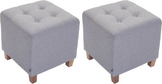 Clp Clp - Set De 2 Taburetes Puff Pharao En Tela Gris Claro